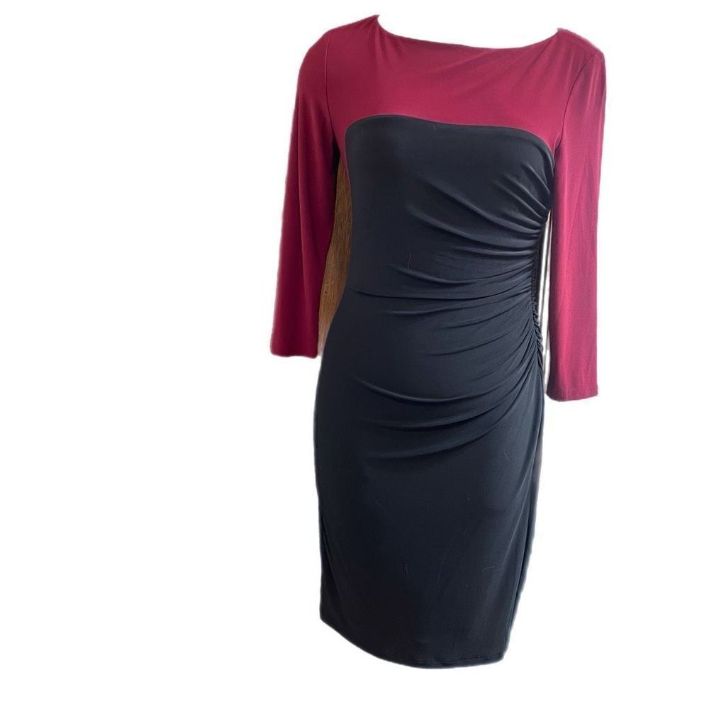NWT Lauren Ralph Lauren Maroon Black Dress Size 6 New